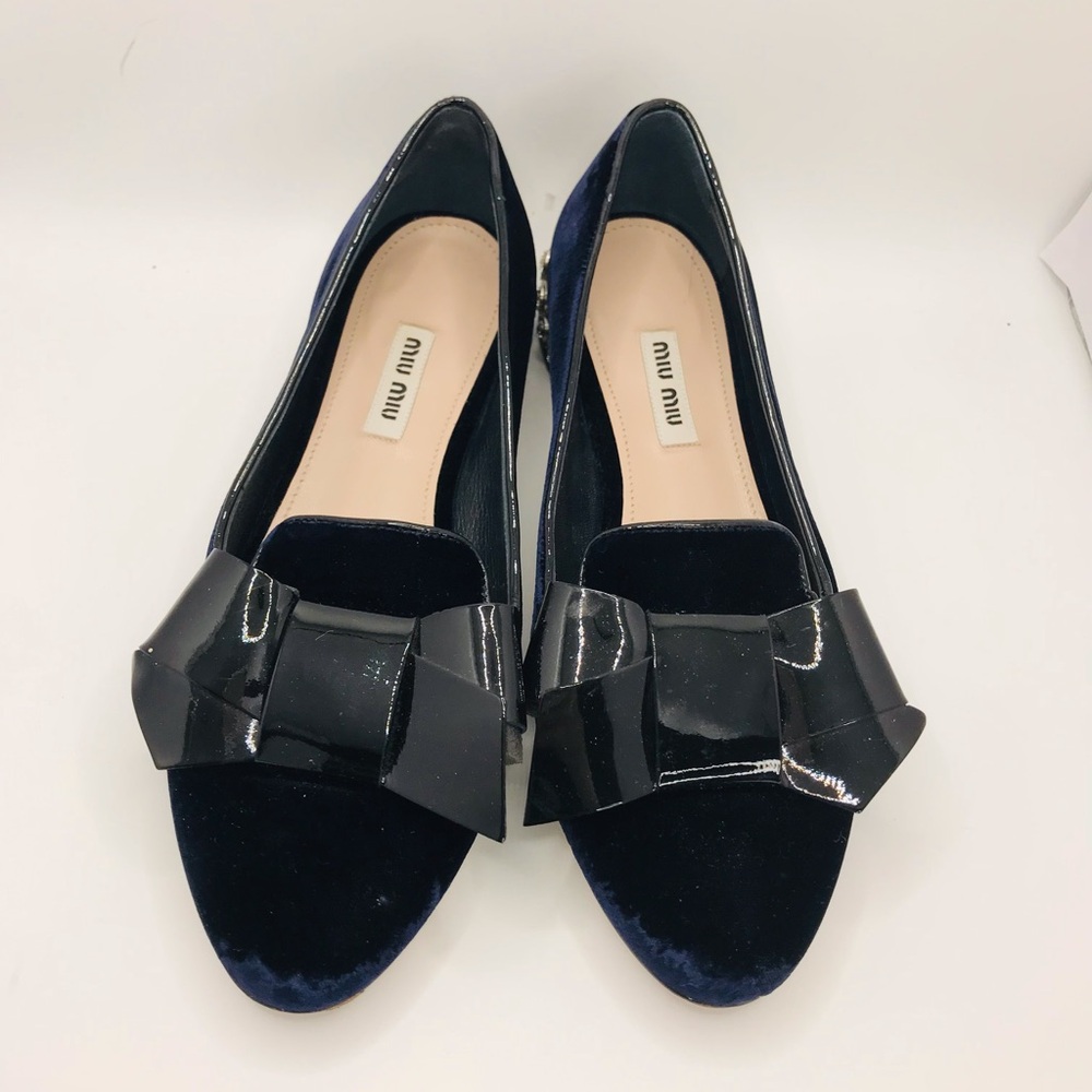 Miu Miu Navy blue‎ velvet Women's Shoes